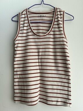 LOFT Cream Tank with Stripes